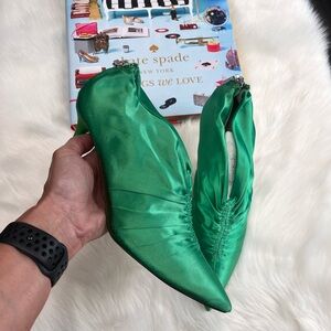 Zara Emerald Satin Flats